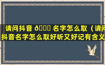 请问抖音 🐕 名字怎么取（请问抖音名字怎么取好听又好记有含义）